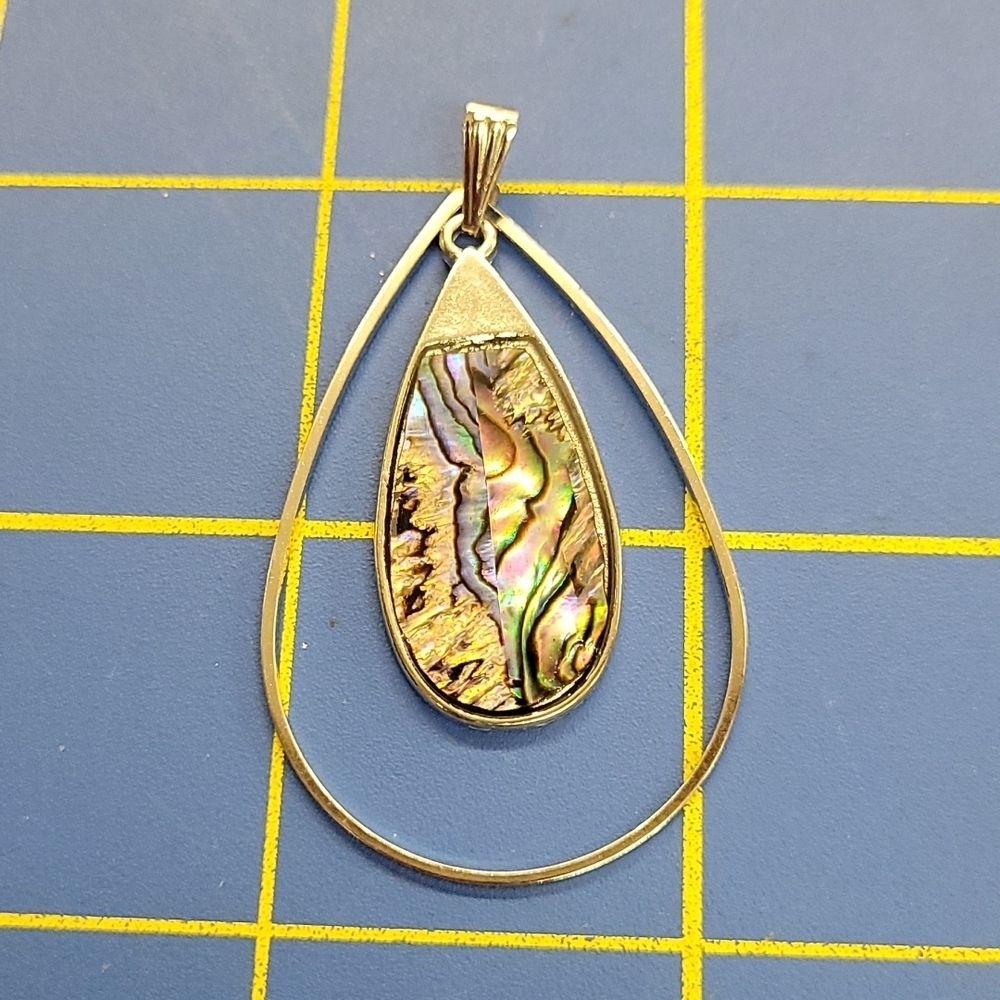Multi Color Iridescent Tear Drop Pendant 2"